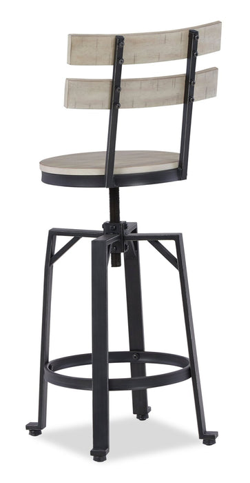 Axel Barstool with Swivel & Adjustable Seat, Slat-Back, Metal - White