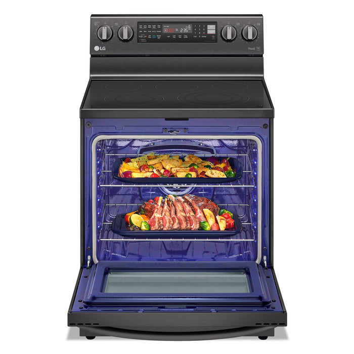 LG 6.3 Cu. Ft. Smart Electric Range with Air Fry and True Convection - Smudge Proof Black Stainless Steel - LREL6325D