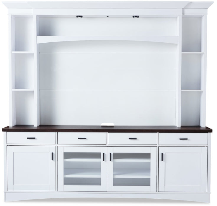 Emry 87.5\" 3-Piece Wall Unit Entertainment Centre with Storage and Cable Management for TVs up to 90\"- White