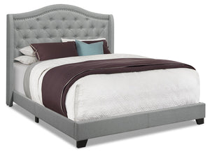 Penelope Linen-Look Fabric Queen Bed - Grey