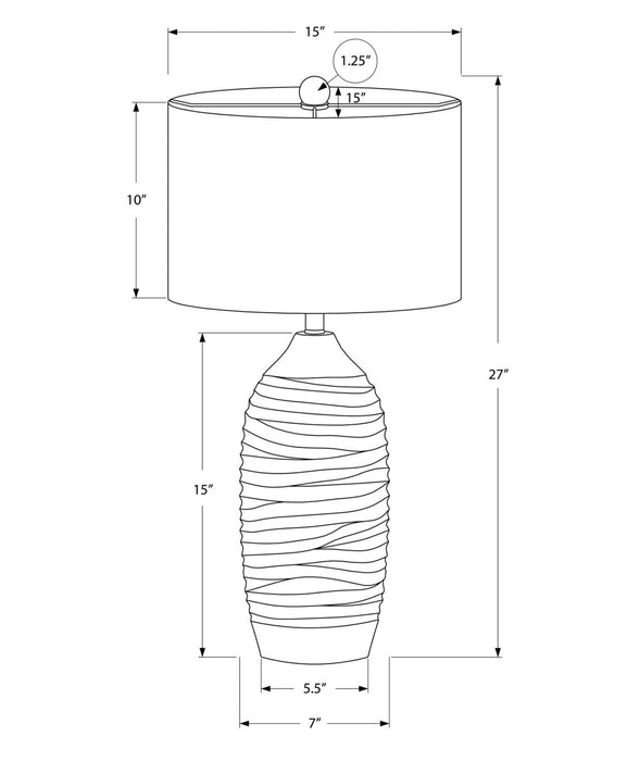 27\" Grey Textured Resin Table Lamp