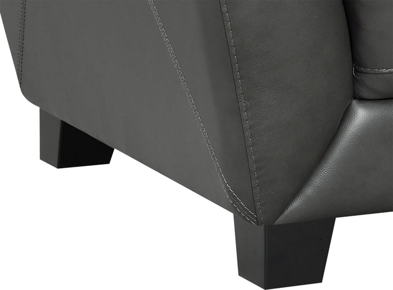 Chateau d'Ax Lusso 92\" 100% Genuine Leather Chair with Wood Legs - Charcoal Grey