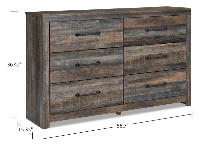 Abby Bedroom 6-Drawer Dresser, 58.7\"W x 36.42\"H - Brown