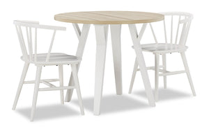 Aria 3-Piece Round Dining Package - White | Ensemble de salle à manger Aria 3 pièces avec table ronde - blanc | ARIAWRP3