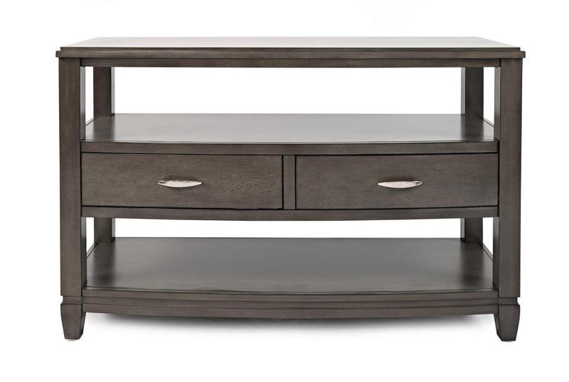 Downtown  50\" Modern Sofa Table with Storage and Shelf - Grey Brown Wood