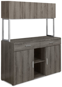 Roslin Office Credenza with Hutch - Dark Taupe  