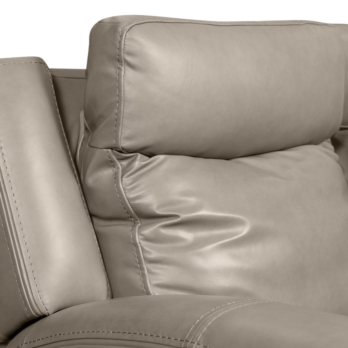 Scott Living Prescott 88.5\" Genuine Leather Power Reclining Sofa with Power Headrests - Grey