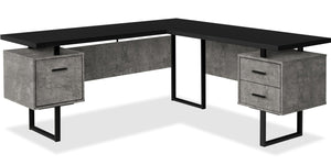 Marnie Reversible L-Shaped Corner Desk - Black Concrete-Look