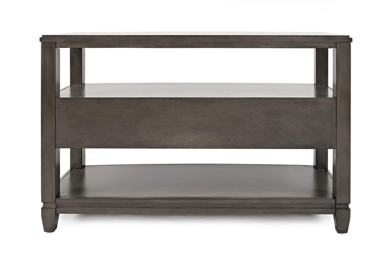 Downtown  50\" Modern Sofa Table with Storage and Shelf - Grey Brown Wood