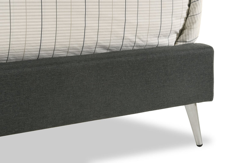 Beau Upholstered Wingback Bed in Charcoal Fabric, Tufted - King Size