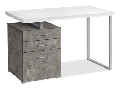 Clayton Reversible Desk - White/Concrete-Look 