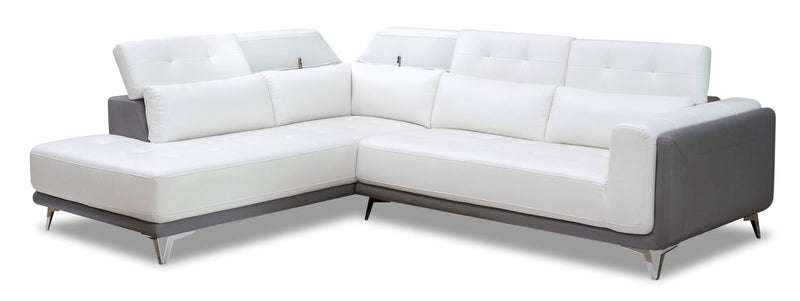Cosmo 2-Piece Leather-Look Fabric Left-Facing Sectional - Tanner Snow/Tanner Grey
