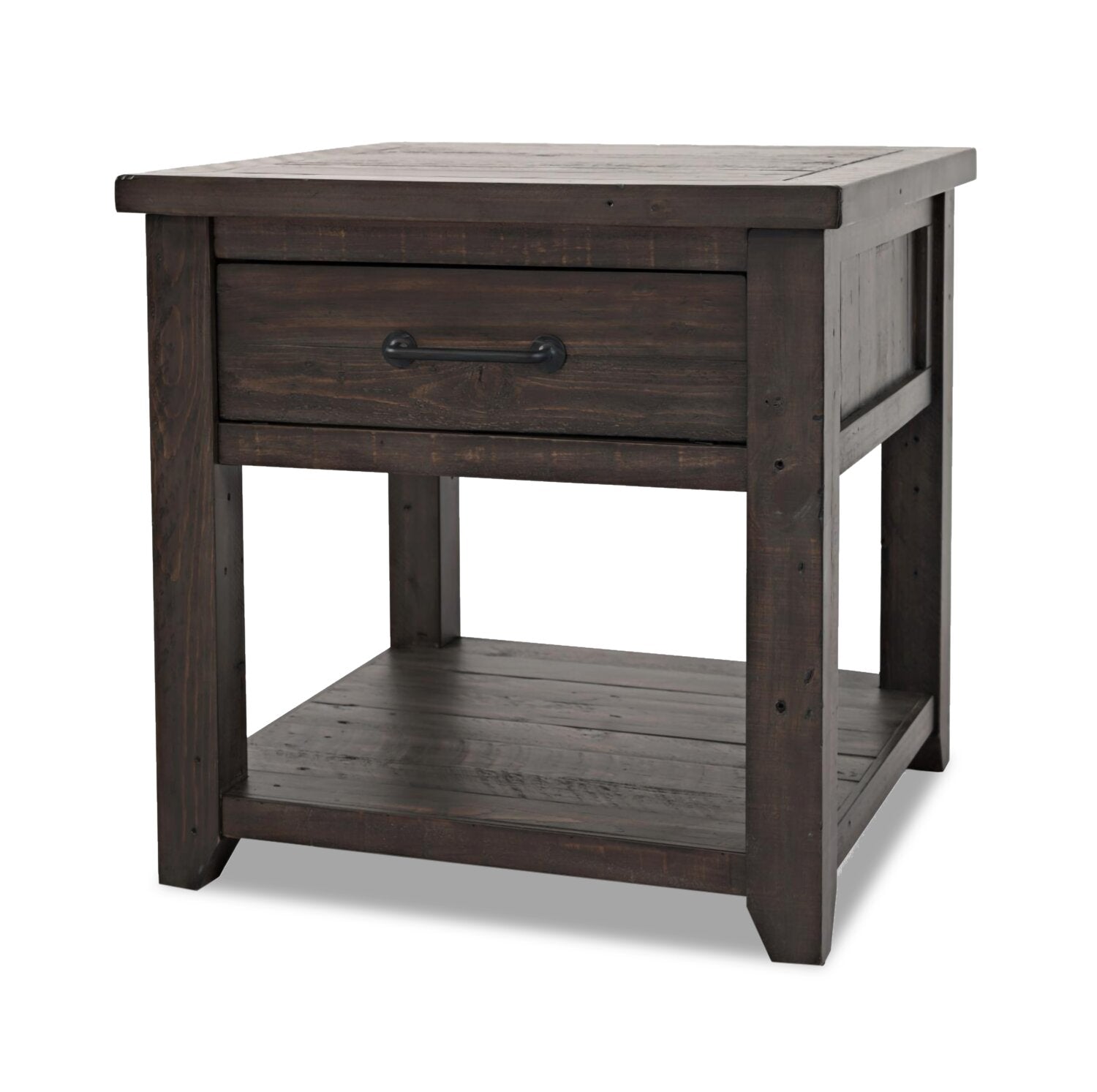 Morgan 24" Rustic End Table with Storage and Shelf - Dark Brown wit ...