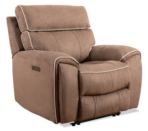 Newport Faux Suede Power Recliner - Taupe