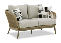 Rio Outdoor Patio Loveseat - Hand-Woven Rope & Aluminum Frame, UV & Weather Resistant - Natural/Beige 