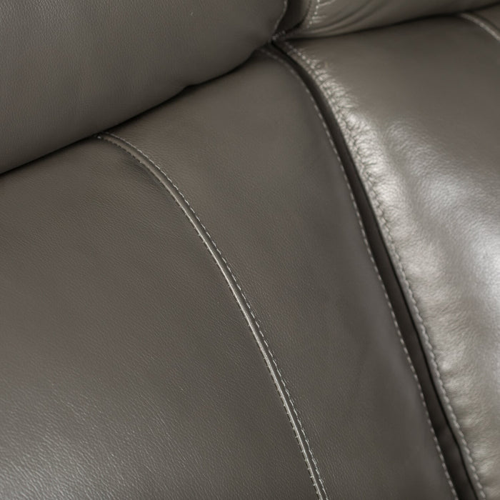 Quincy Genuine Leather Reclining Loveseat Grey The Brick