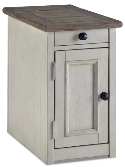 Colby Chairside Table  - Rustic style End Table in Weathered oak and antique white