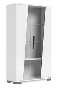 Raia Dining Curio with Storage & Glass Display Shelves - Made in Italy, Modern, 40