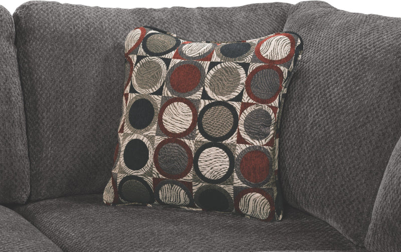 Made in Canada Morty 2-Piece Right-Facing Chenille Fabric Sectional with Sofa and Accent Pillows - Grey