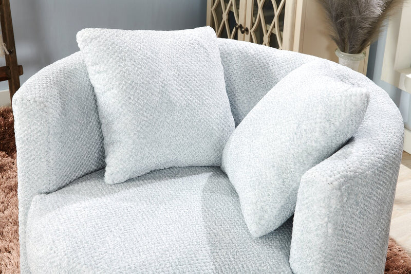 Made in Canada Petite 36\" Chenille Fabric Swivel Cuddler Accent Chair - Teddy Star Grey