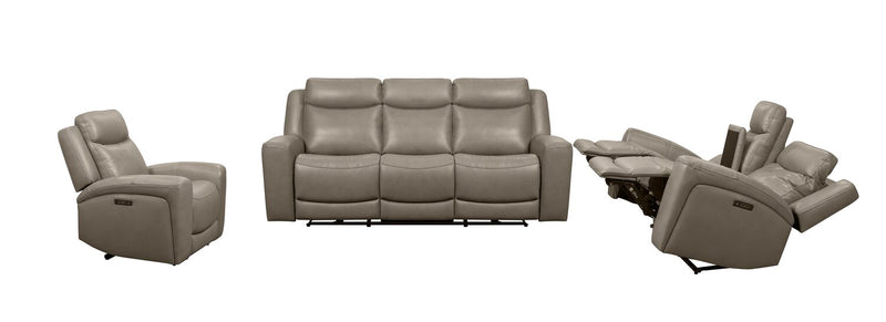 Scott Living Prescott 79\" Genuine Leather Power Reclining Loveseat with Power Headrests - Grey