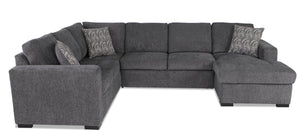 Legend 3-Piece Right-Facing Chenille Sleeper Sectional Sofa - Pepper | Sofa-lit sectionnel de droite Legend 3 pièces en chenille - poivre