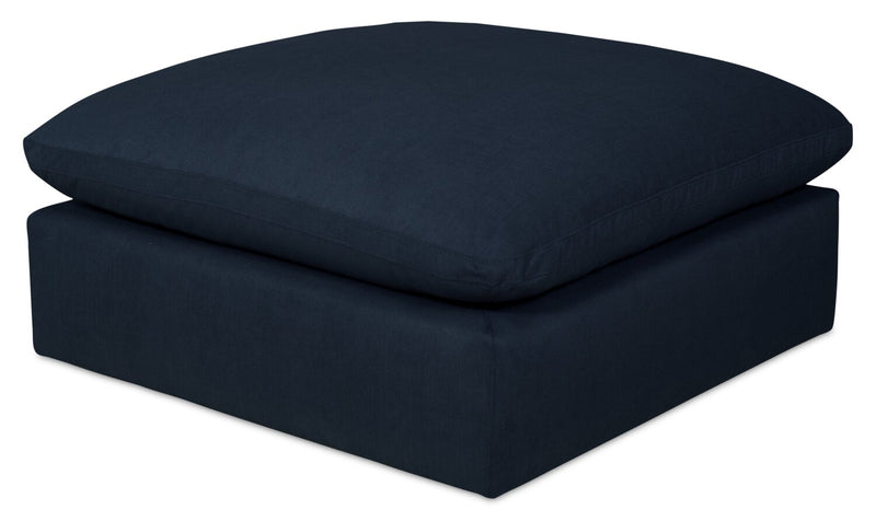 Eclipse Modular 6-Piece Linen-Look Fabric Pit Sofa Sectional with Reversible Feather Down Cushions - Navy Blue