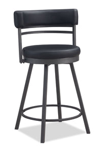 Mila Counter Stool with Swivel Seat Vegan Leather Fabric Metal The Brick