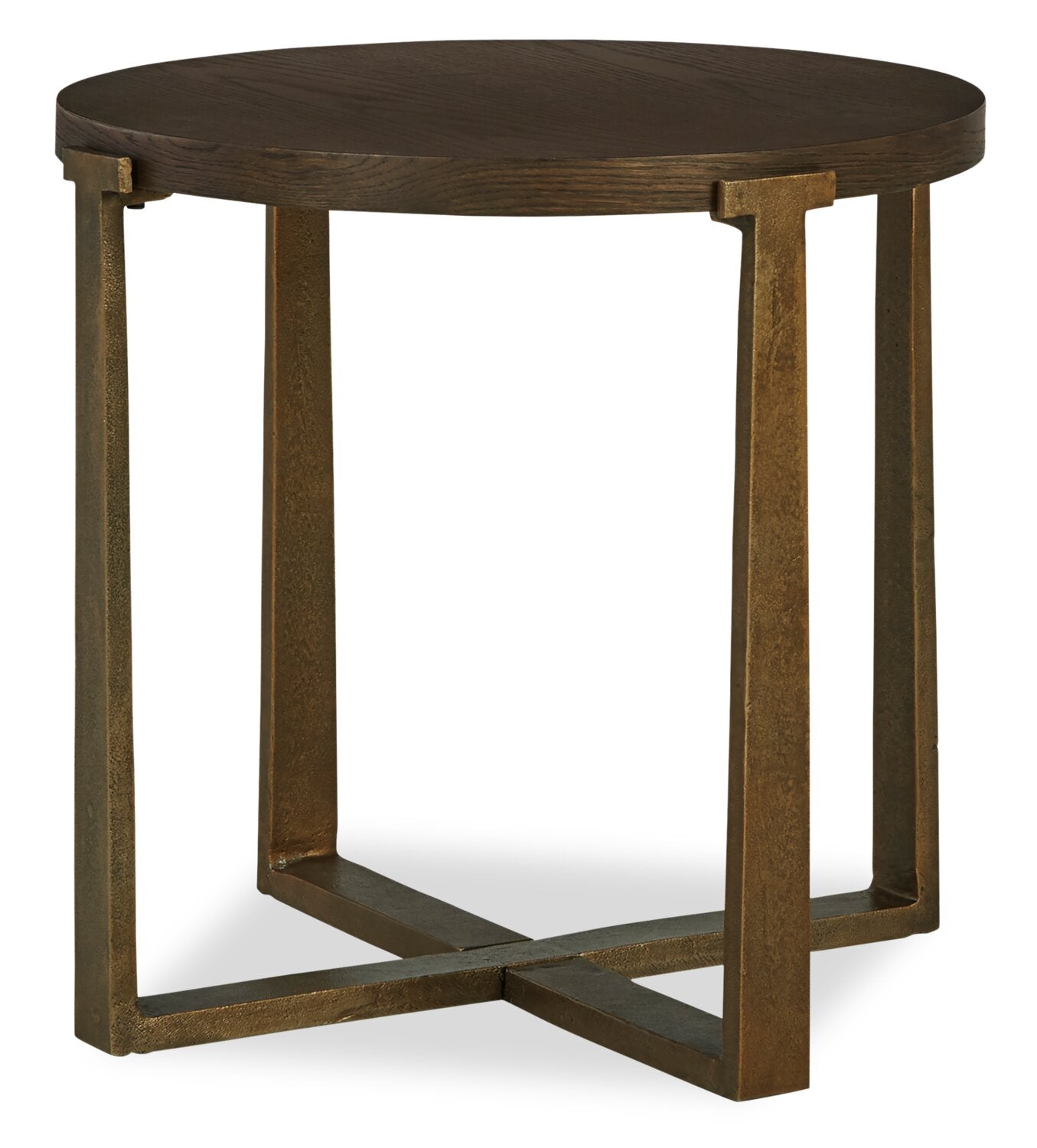 Terza 23.5" Contemporary Round End Table - Dark Brown Wood Top with ...