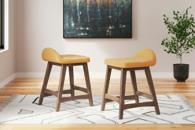 Jovi Counter-Height Stool with Linen-Look Fabric, Wood - Mustard