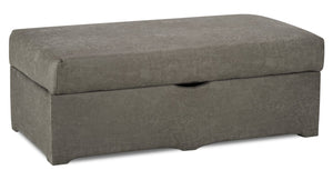 Morty Leather-Look Fabric Storage Ottoman - Grey