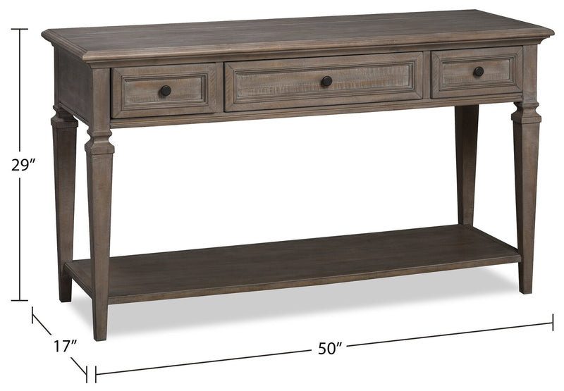 Lancaster 50\" Traditional Sofa Table with Storage and Shelf - Grey and Bronze Pine