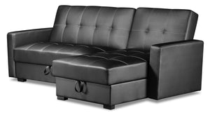 Weston 2-Piece Leather-Look Fabric Right-Facing Futon Sectional - Black
