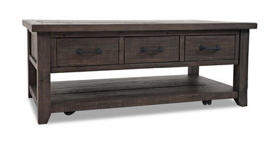 Morgan Coffee Table - Brown - Rustic style Coffee Table in Dark brown Reclaimed Wood, Pine, Plywood