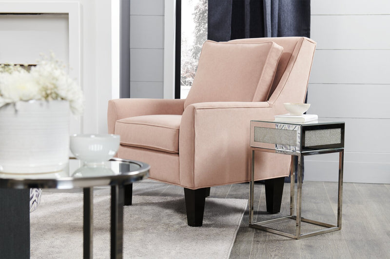 Made in Canada Sofa Lab Customizable Club 29\" Linen-Look Fabric Accent Chair with Wood Legs - Pax Rose Pink