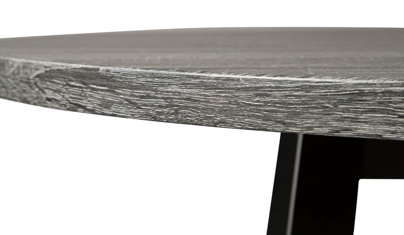 Cole Dining Table, Metal, Melamine, Geometricl Base, 42\"W Round - Grey
