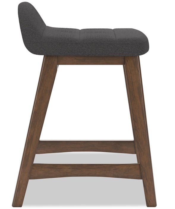 Jovi Counter-Height Stool with Linen-Look Fabric, Wood - Charcoal