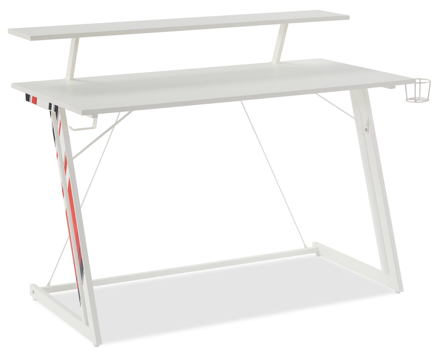 Sparta 48 Gaming Office Desk with Raised Monitor Shelf White wit. The Brick