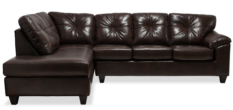 Made in Canada Addison 2-Piece Left-Facing Faux Leather Sectional with Removable Seat Cushions - Brown