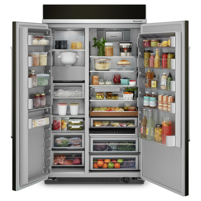 KitchenAid 48\" 30 Cu. Ft. Side-by-Side Refrigerator - Black Stainless Steel PrintShield™ - KBSN708MBS