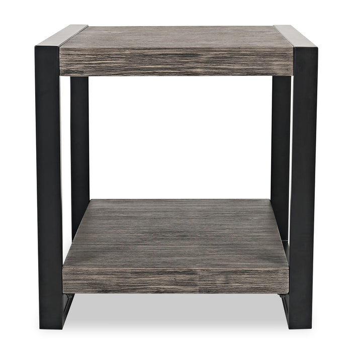 Apex 23\" Modern End Table with Shelf - Grey with Black Metal Legs