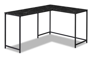 Karter L-Shaped Corner Desk - Black Marble-Look