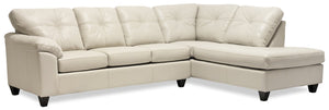 Made in Canada Addison 2-Piece Right-Facing Faux Leather Sectional with Removable Seat Cushions - Beige