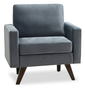 Joelle Velvet Chair - Grey | Fauteuil Joelle en velours - gris