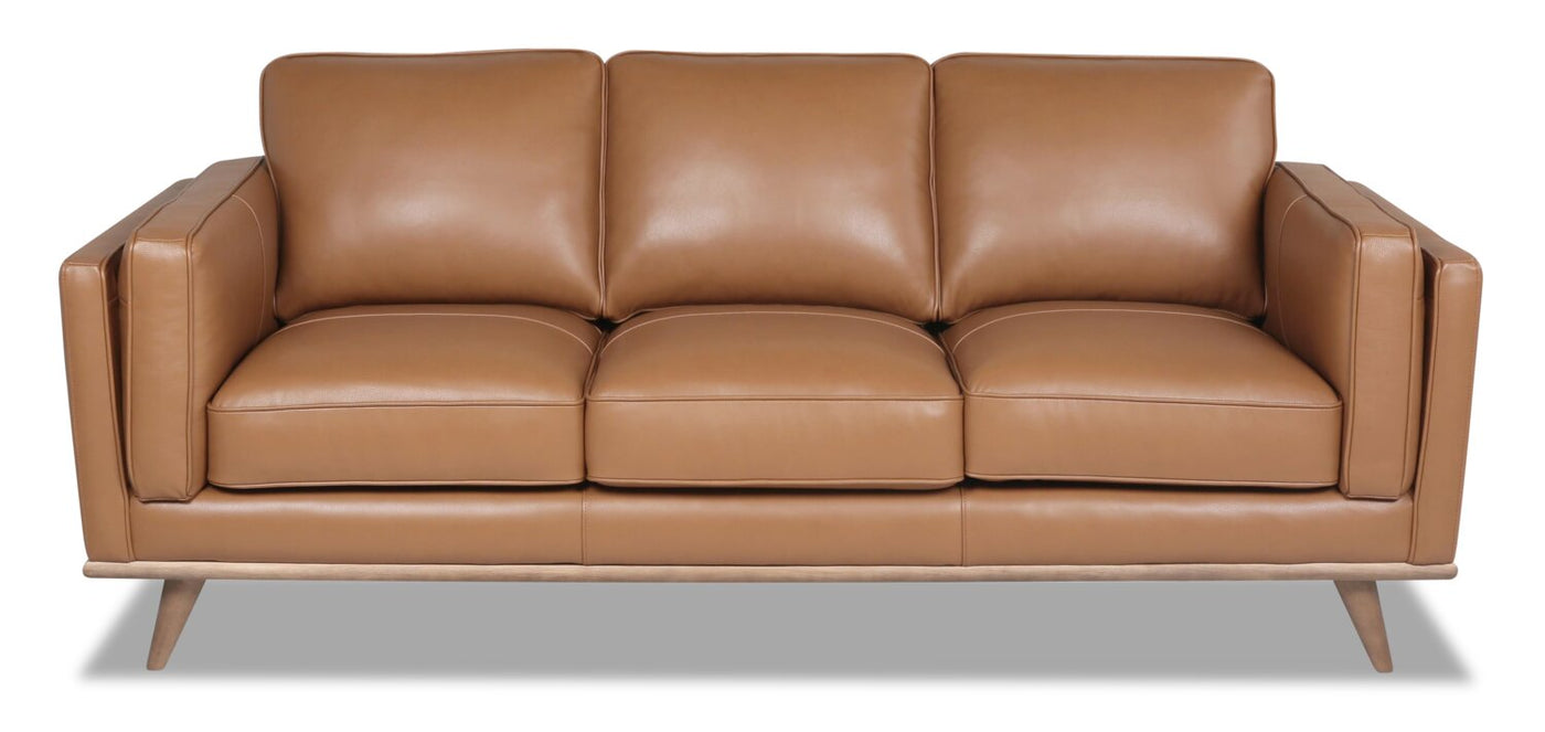 Vivia Top-Grain Genuine Leather Sofa - Caramel