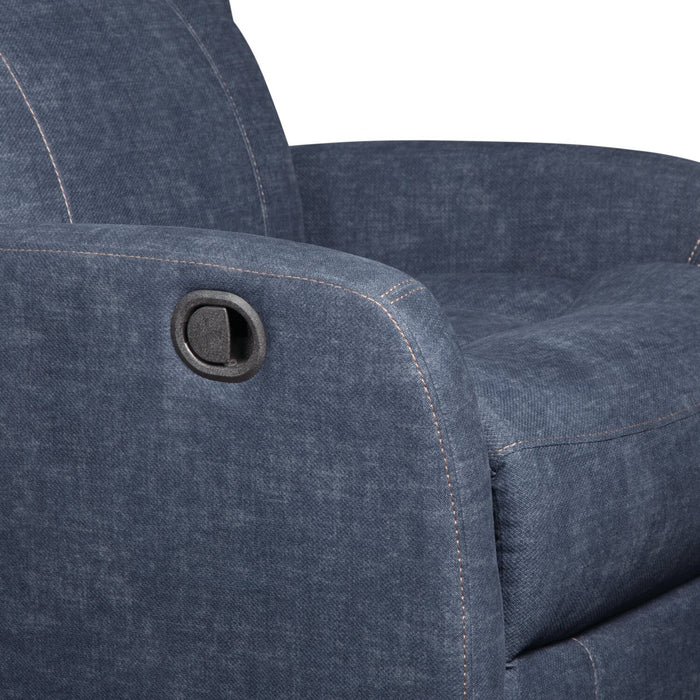Jeffry 30.3\" Velvet Fabric Swivel Glider Reclining Chair - Indigo Blue