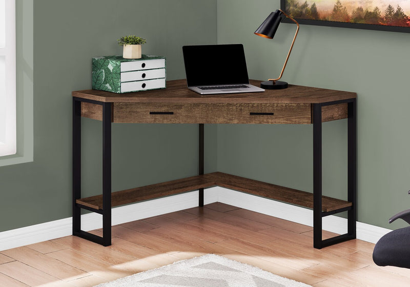 Christiana 42\" Corner Office Desk with Drawer - Brown