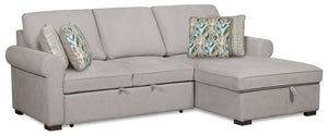 Haven 2-Piece Right-Facing Chenille Sleeper Sectional - Grey