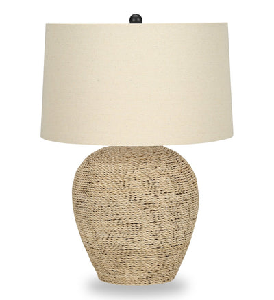 25" Ratten Table Lamp with Beige Shade|Lampe de table de 25 po en rotin avec abat-jour beige