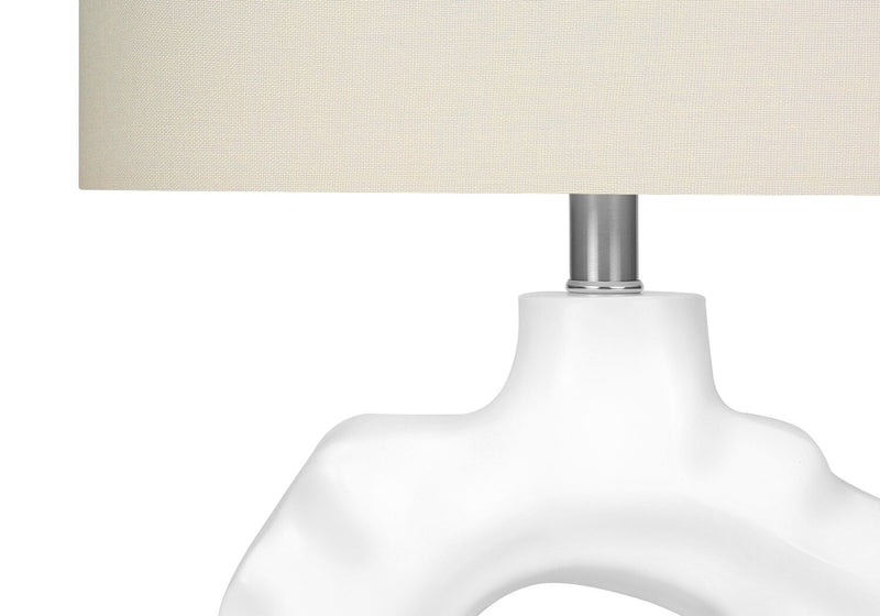 27\" Cream Resin Rippled Sculptural Table Lamp